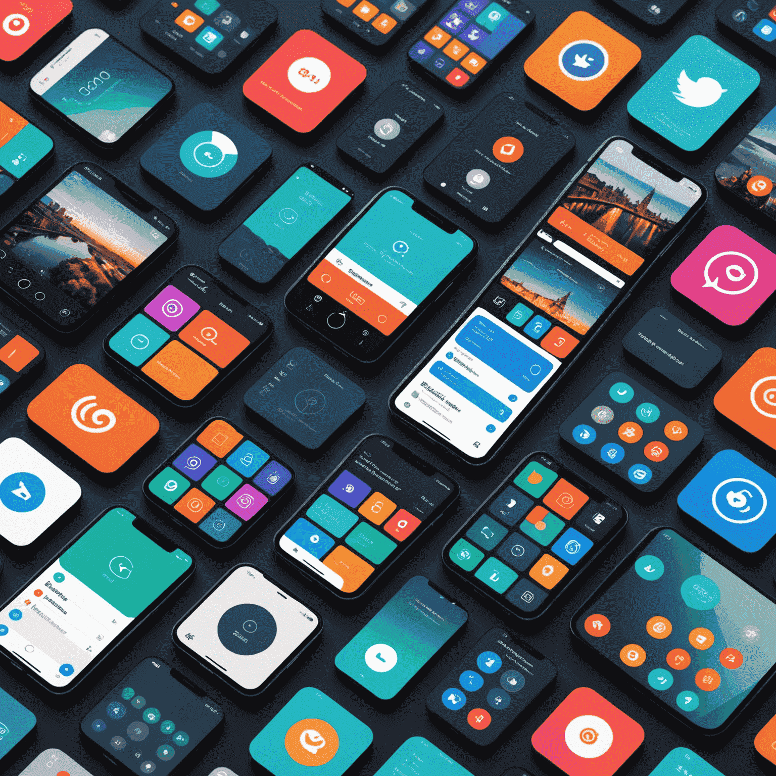 Collage of various mobile app interfaces showcasing innovative designs and features, representing the latest trends in mobile applications