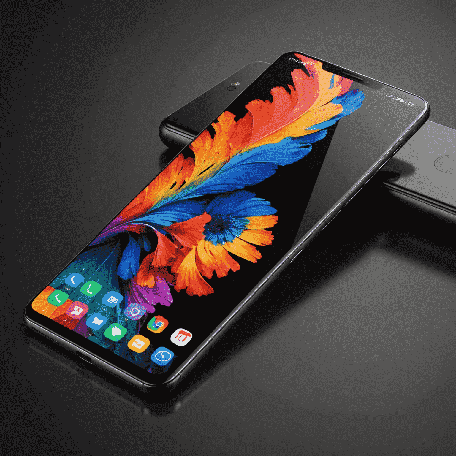 A smartphone with a vibrant OLED display showing rich colors and high contrast. The screen appears to stretch from edge to edge, demonstrating the immersive viewing experience of modern devices.