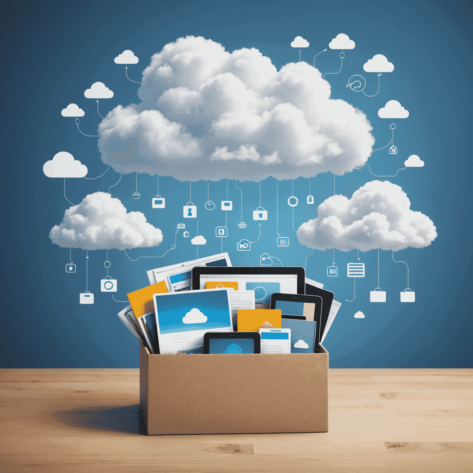 Cloud Storage service showing cloud icon and various file types